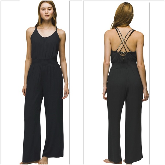 Prana Pants - prAna Fernie Wide Leg Jumpsuit Swim Cover Up Black Size XL NWT